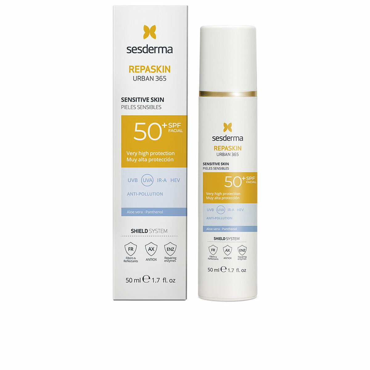 Ansigtssolcreme Sesderma Repaskin Urban 365 SPF 50+ 50 ml Sensitiv hud